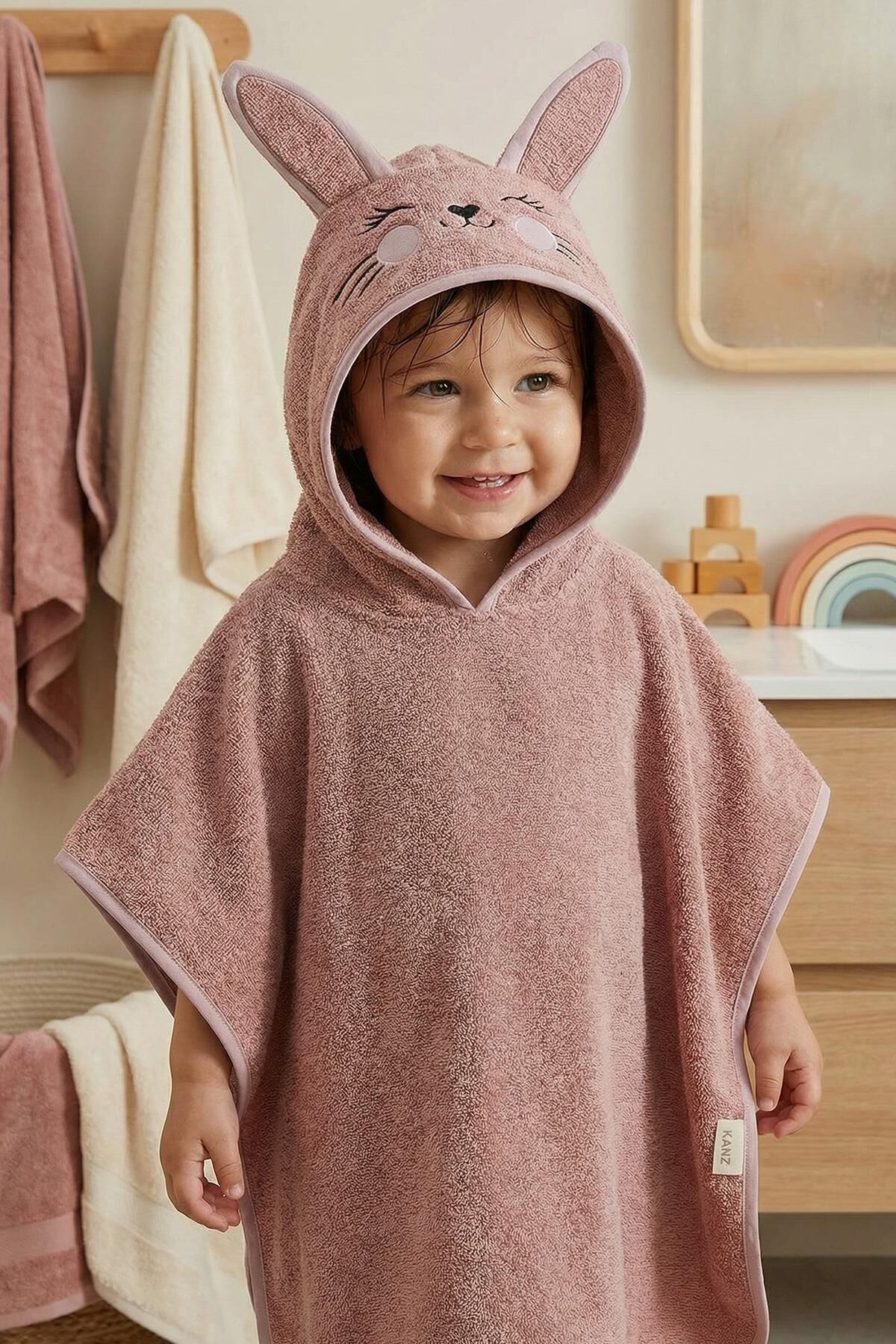Kanz - Nakışlı Havlu Panço 2-3 Yaş(knz-038) 153.01.0221.Bunny-Koyu-P