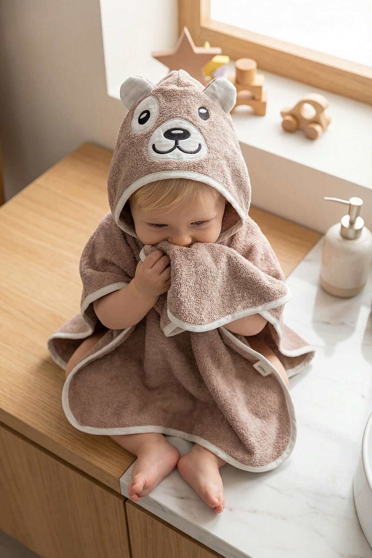 Kanz - Nakışlı Havlu Panço 2-3 Yaş(knz-038) 153.01.0221.Bear-Koyu-Be