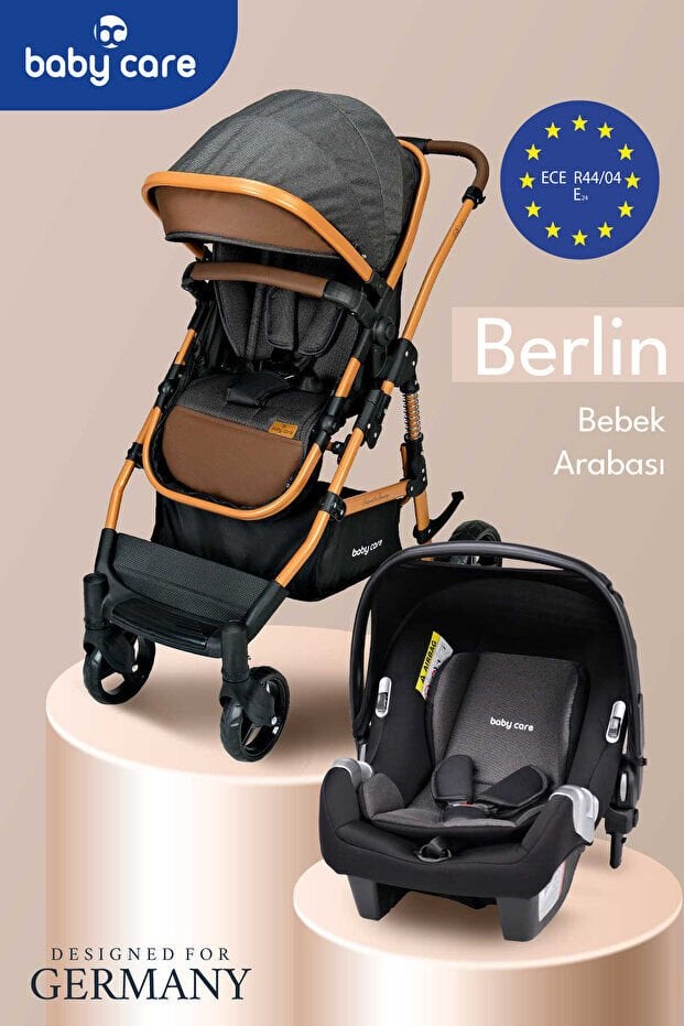 Baby Care Bc-360+2 Berlin Travel Sistem Bebek Arabası Gold Siyah Z