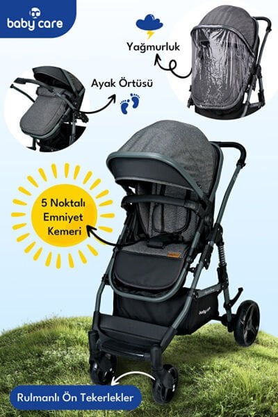 Baby Care Bc-360+2  Berlin Travel Sistem Bebek Arabası Siyah S