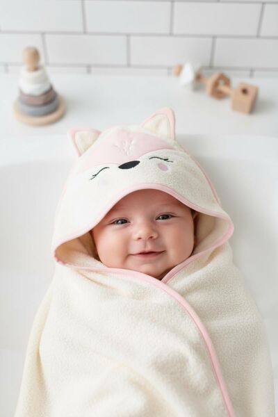 Kanz - Nakışlı  Havlu Kundak Silgi(knz-037) 153.01.0220.Fox-Pudra---