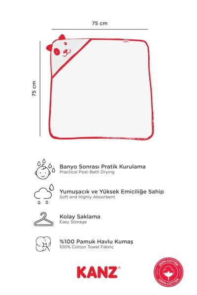 Kanz - Nakışlı  Havlu Kundak Silgi(knz-037) 153.01.0220.Fox-Pudra---