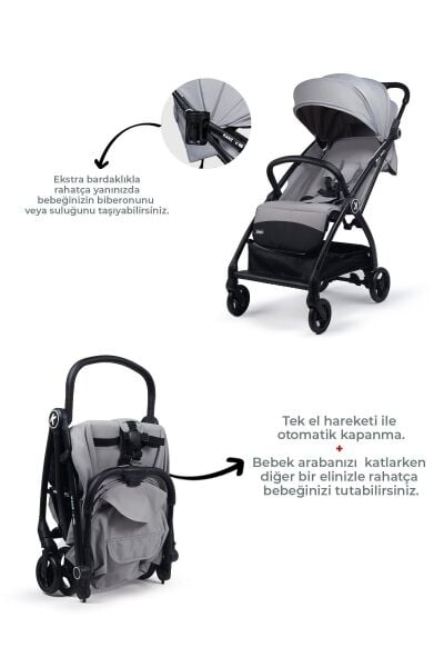 Kanz Xflop Autofold Kabin Boy Bebek Arabası Ultimate Grey