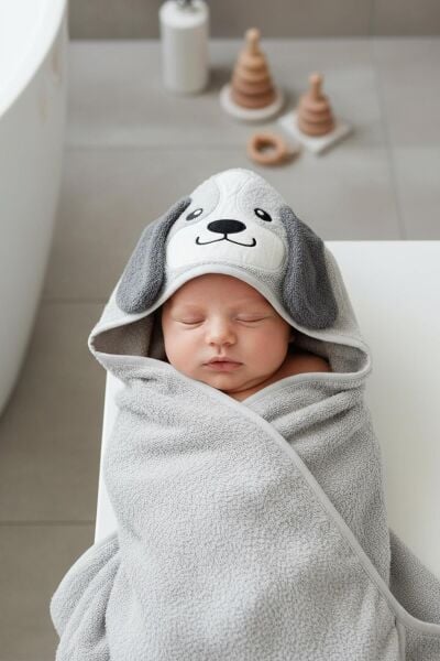 Kanz - Nakışlı  Havlu Kundak Silgi(knz-037) 153.01.0220.Dog-Gri-----