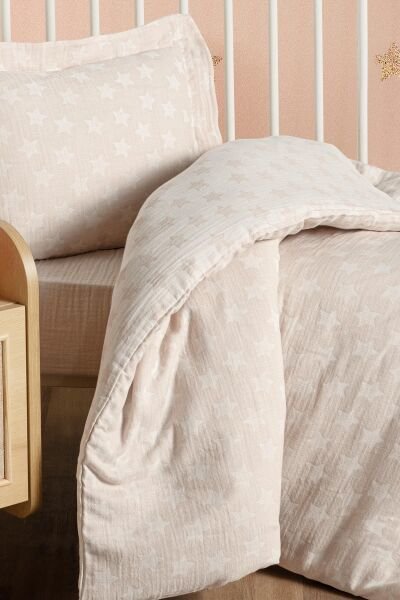 Kanz - Jakarlı Müslin Bebek  Nevresim Tk(knz-013) 152.01.0247.Starkahve---