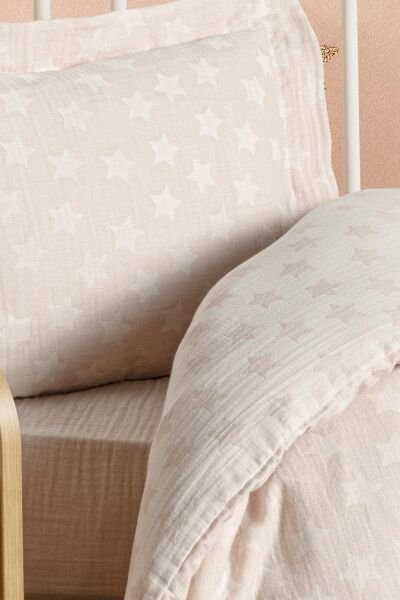 Kanz - Jakarlı Müslin Bebek  Nevresim Tk(knz-013) 152.01.0247.Starkahve---