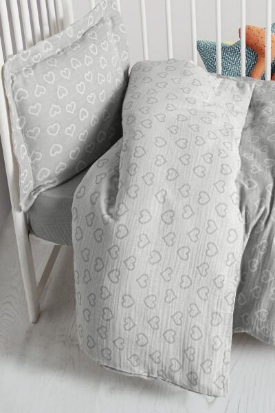 Kanz - Jakarlı Müslin Bebek  Nevresim Tk(knz-013) 152.01.0247.Heartgri----