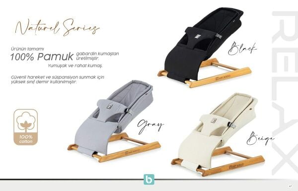 Quard & Baby Bushuo Pony Relax Yatış Kademeli Ahşap Ana Kucağı  E00010 Siyah
