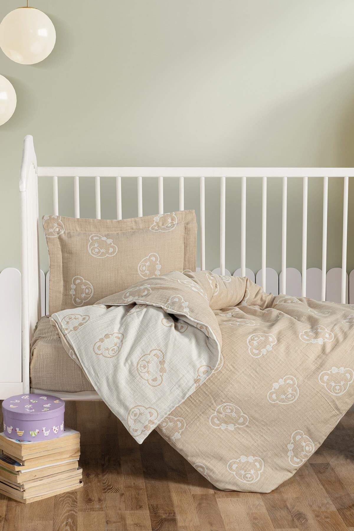 Kanz - Jakarlı Müslin Bebek  Nevresim Tk(knz-013) 152.01.0247.Beargold----