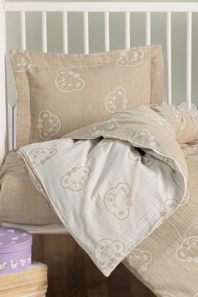 Kanz - Jakarlı Müslin Bebek  Nevresim Tk(knz-013) 152.01.0247.Beargold----