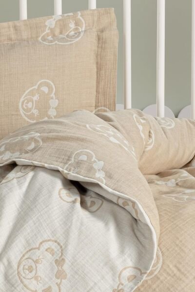 Kanz - Jakarlı Müslin Bebek  Nevresim Tk(knz-013) 152.01.0247.Beargold----