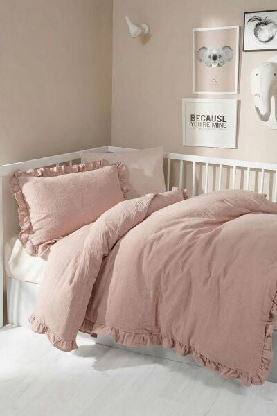 Kanz - 2 Kat Fırfırlı Bebek Müslin Nev.(knz-023) 152.01.0261.Pudra-------