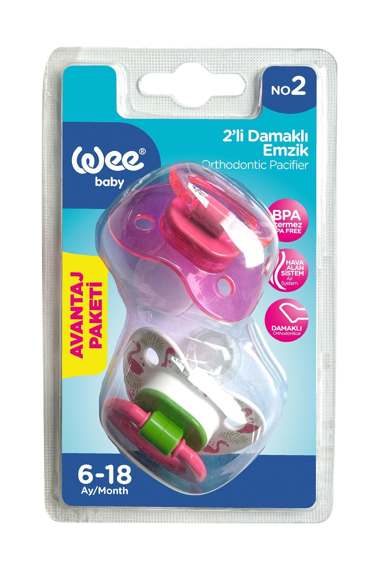Wee Baby2’li Damaklı Emzik No:2 Pembe
