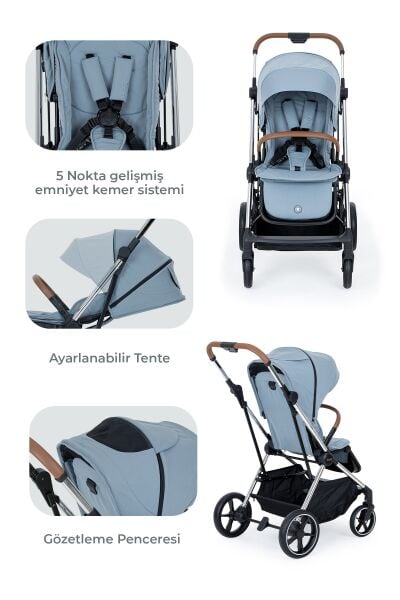 Kanz Snap Autofold Travel Sistem Bebek Arabası Foogy Blue