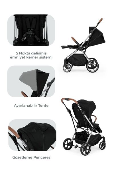Kanz Snap Autofold Travel Sistem Bebek Arabası Darkness Black