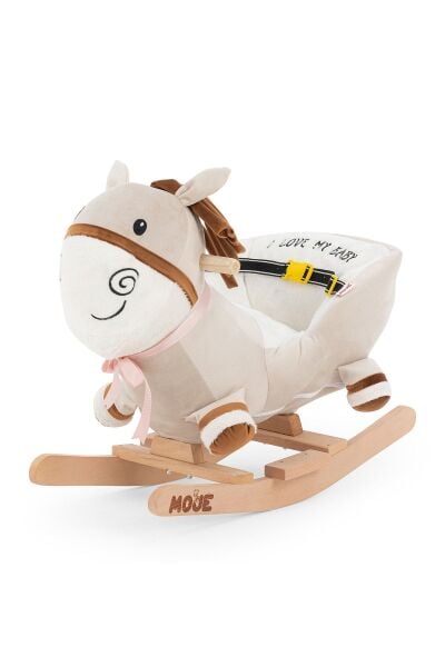 Moje Enjoy Ahşap Ayaklı Peluş Sallanan Eşek Oyuncak Krem