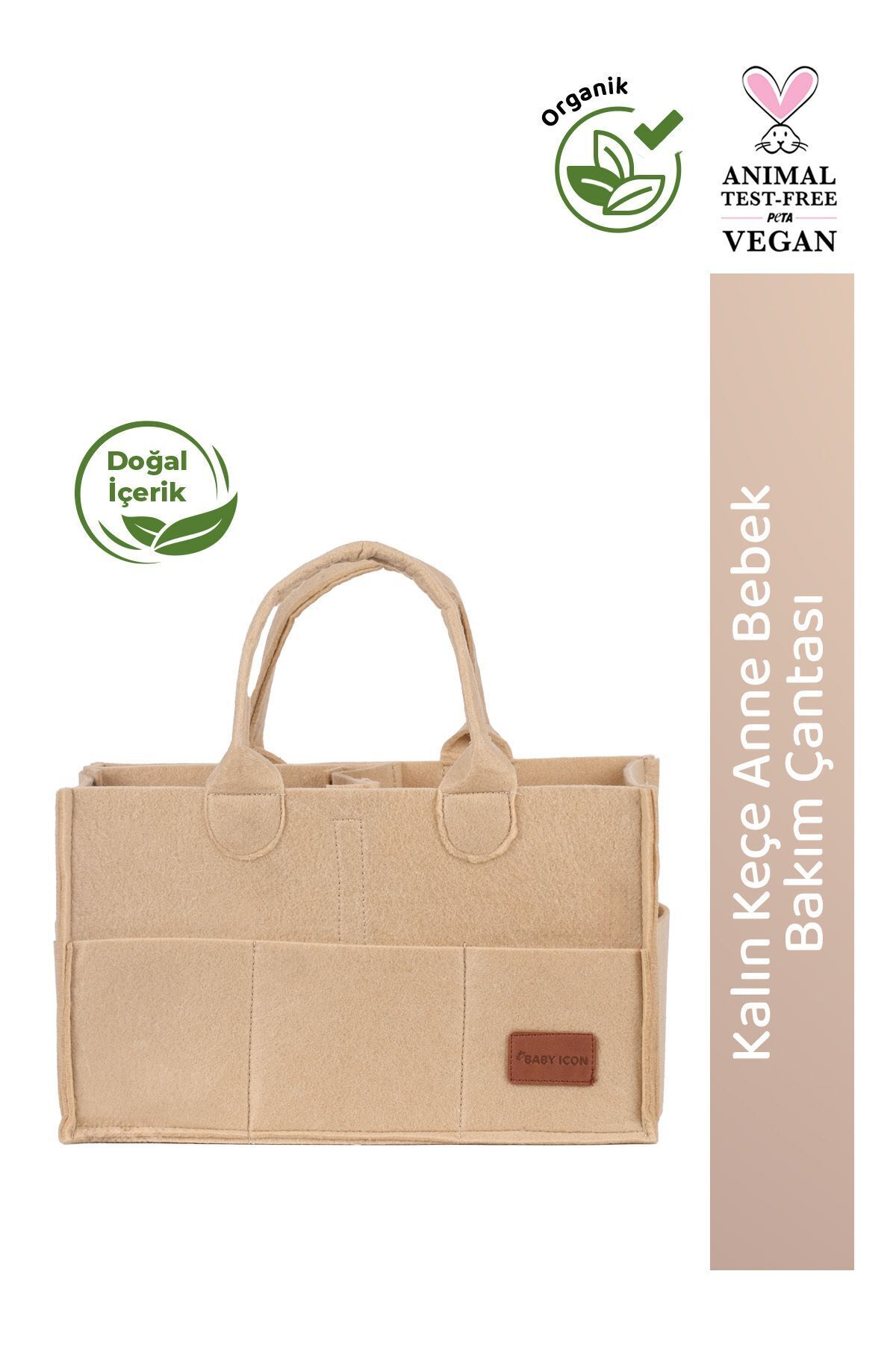 Baby İcon Çok Amaçlı Keçe Çanta Organizer Bej