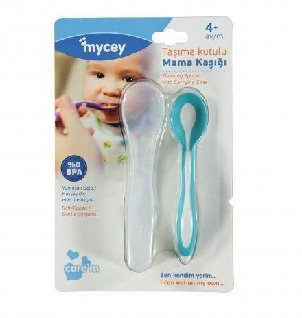 Mycey Taşıma Kutulu Mama Kaşığı - Mavi
