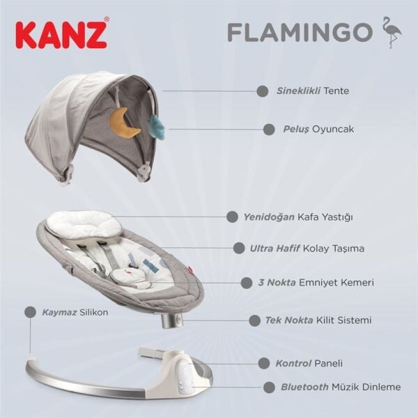 Kanz Flamingo Plus Elektrikli Ana Kucagı Gri