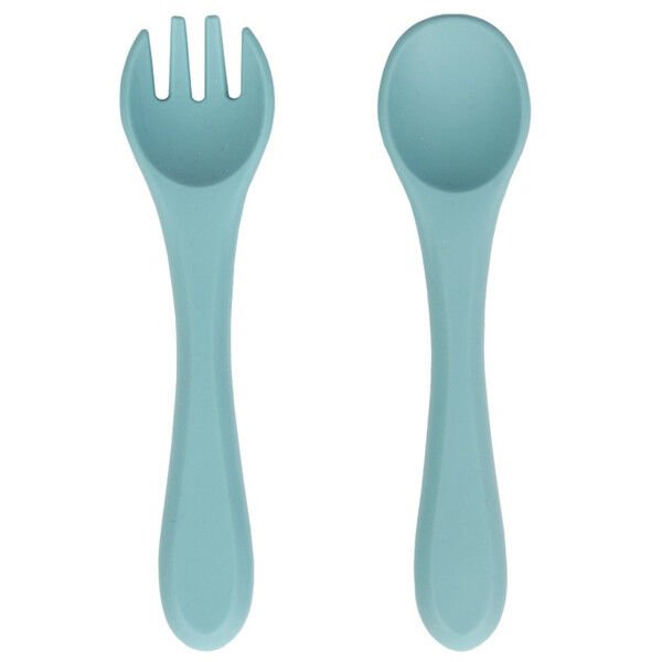 Sevi Bebe Silikon Çatal ve Kaşık Seti - Turkuaz 509-15