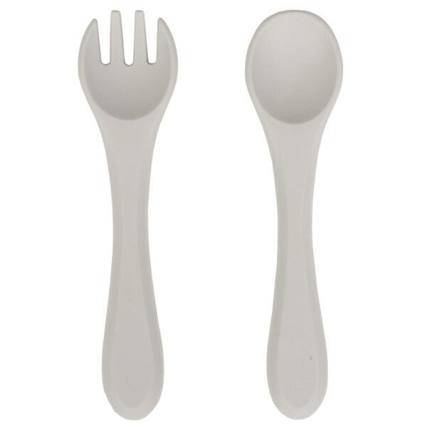 Sevi Bebe Silikon Çatal ve Kaşık Seti - Gri 509-13