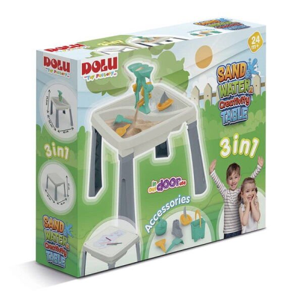 Dolu Su Ve Kum Aktivite Masası 3 In 1 - Gri Beyaz