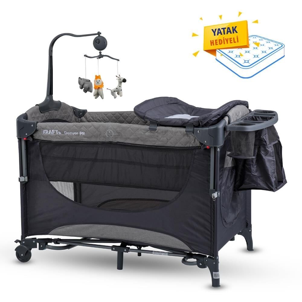 Kraft Denver Pr Oyun Parki (anne Yani-Yatak Hediyeli) 63*105cm - Grey