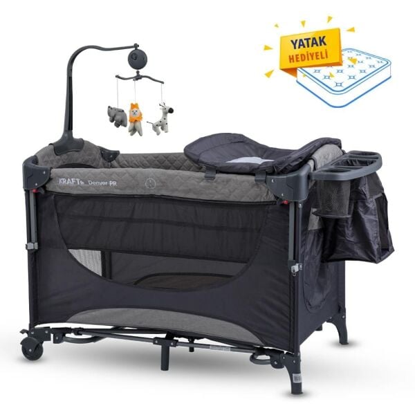 Kraft Denver Pr Oyun Parki (anne Yani-Yatak Hediyeli) 63*105cm - Grey
