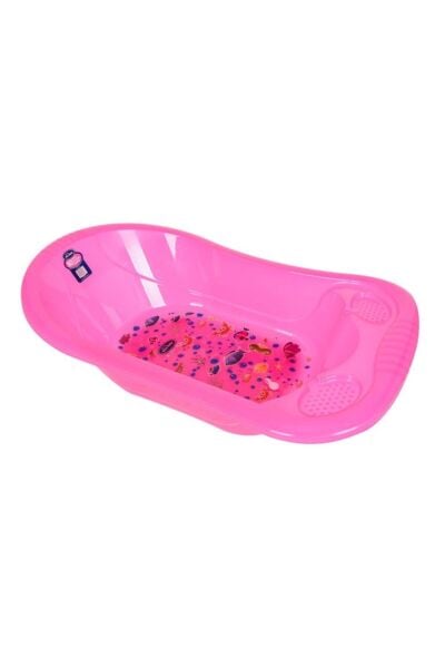 Sevi Bebe Desenli Şeffaf Giderli Küvet - Pembe Desenli 80-2
