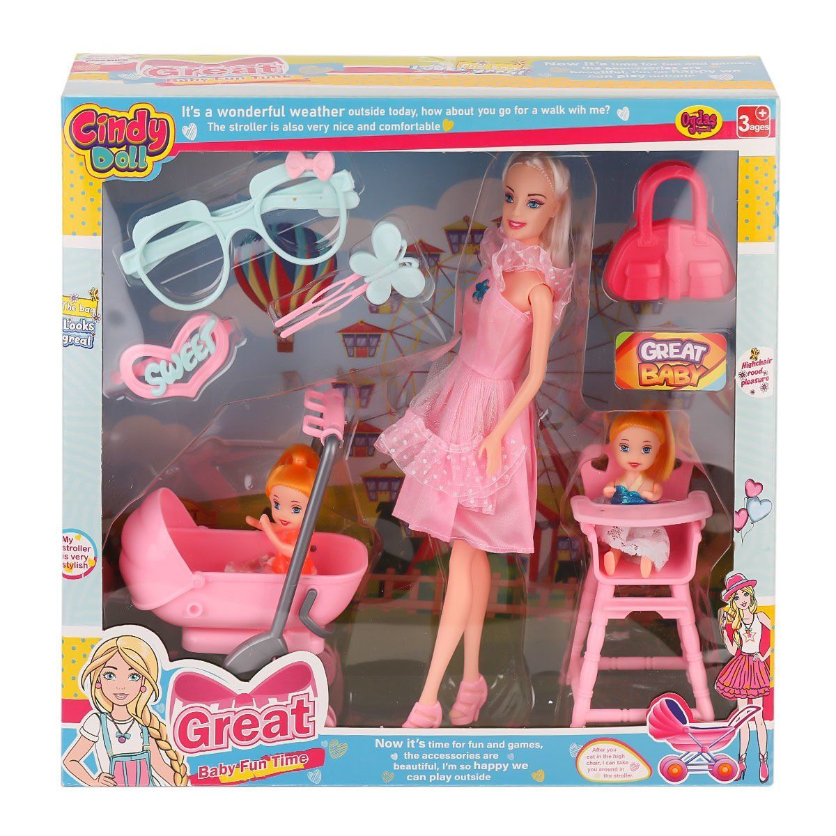 Oydaş Oyuncak Cindy Doll Pusetli Mama Sandalyeli Bebek