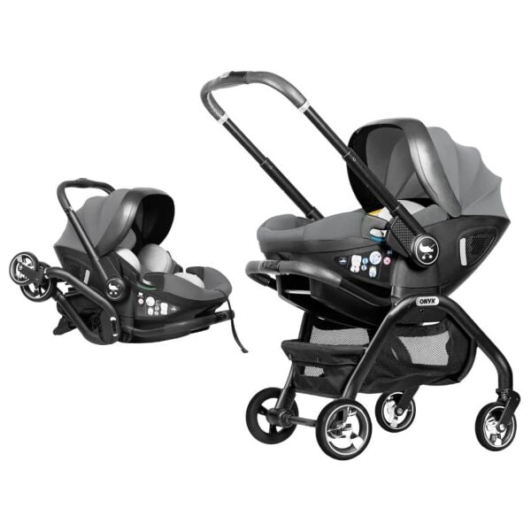 Merkür Bebe Onyx 2'si 1 Arada Oto Koltuğu Bebek Arabası Gri