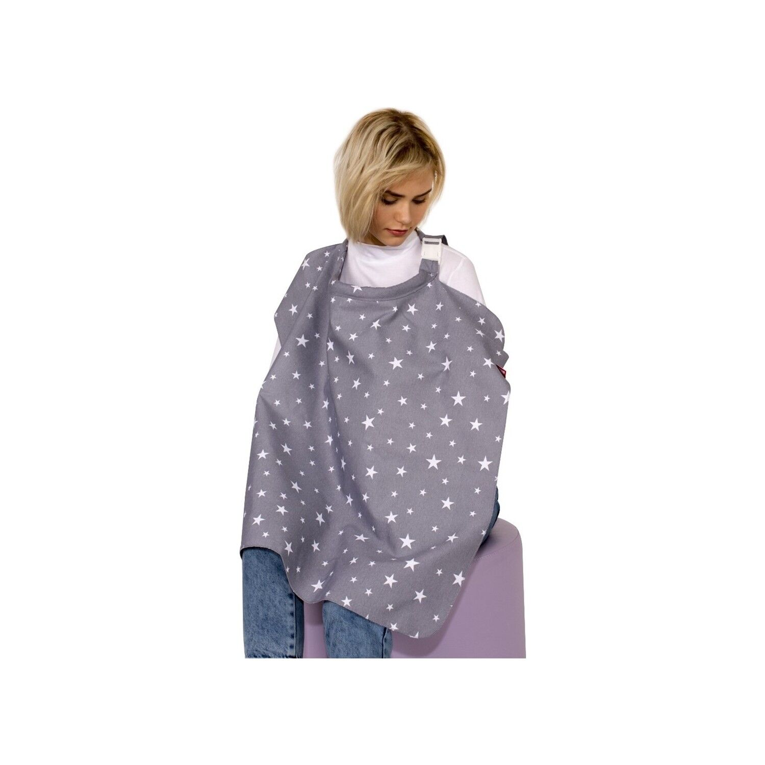 Sevi Bebe Tokalı Anne Emzirme Örtüsü - Gri Yıldız 6372-13