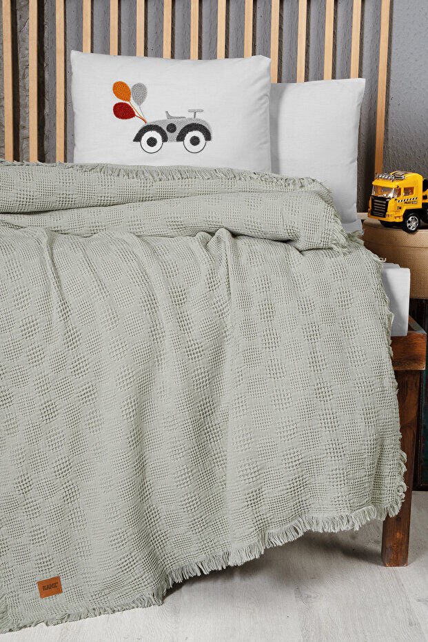 Kanz - Bebek Waffle Müslin Nakışlı Pike (knz-021) 152.01.0257.Bubble-Yeşil