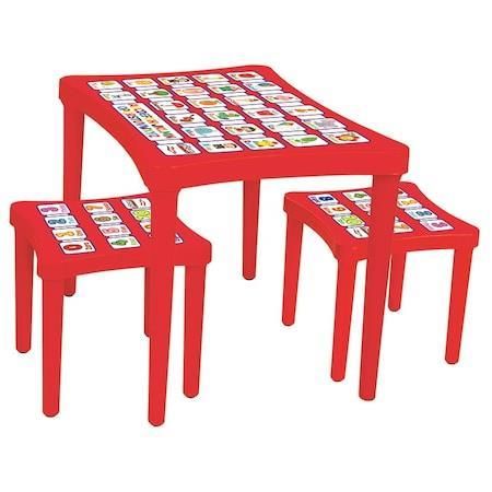 Pilsan Story İki Tabureli Çocuk Ders Çalışma Masası Kırmızı
