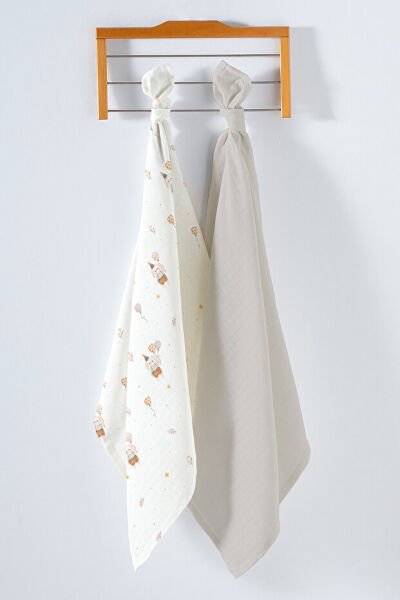 Kanz Çok Amaçlı Bebek Müslin Örtüsü 2'Li Set - Balloon Bear