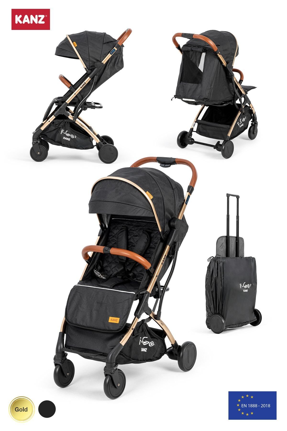 Kanz f-Go2 Kabin Boy Bebek Arabası Gold Siyah