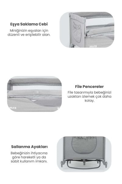 Kanz Mira Anne Yanı Oyun Parkı 70x120  Gri