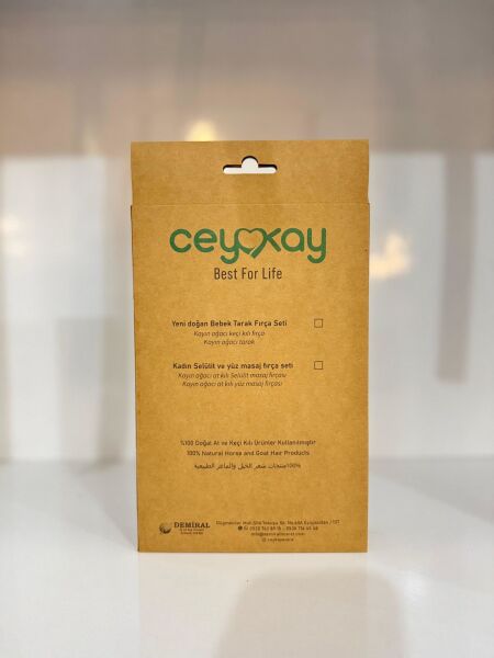 Cey&Kay %100 Doğal At Ve Keçi Kılı Kadın Selülit Ve Yüz Masaj Fırça Seti