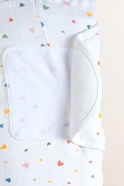 Kanz Yenidoğan %100 Pamuk Müslin Hazır Kundak Cırtlı - Little Hearts