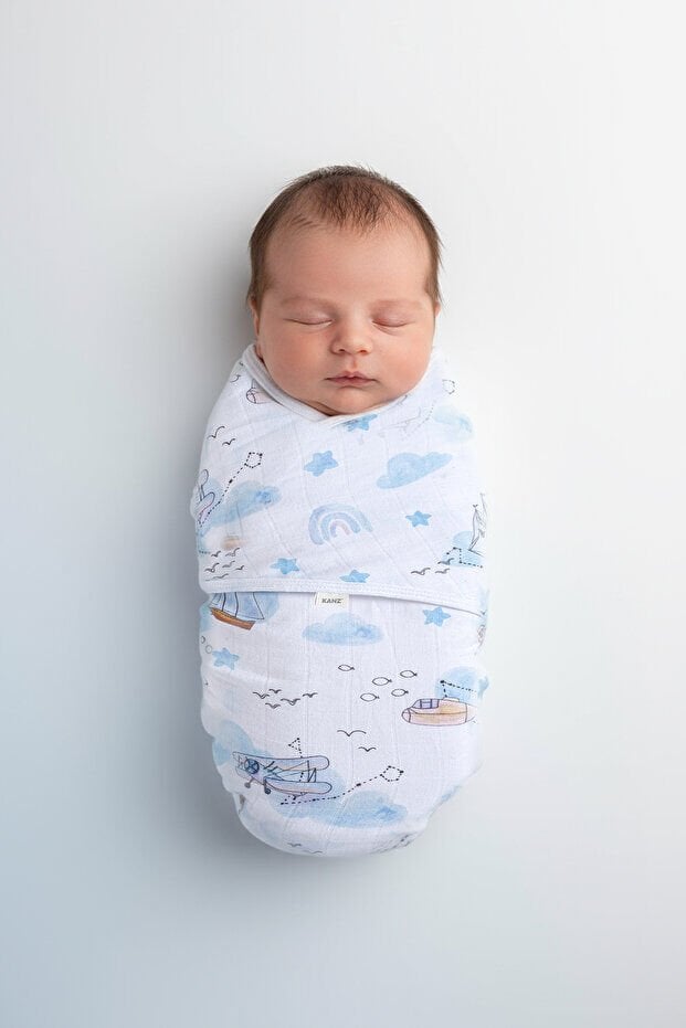 Kanz Yenidoğan %100 Pamuk Müslin Hazır Kundak Cırtlı - Boat