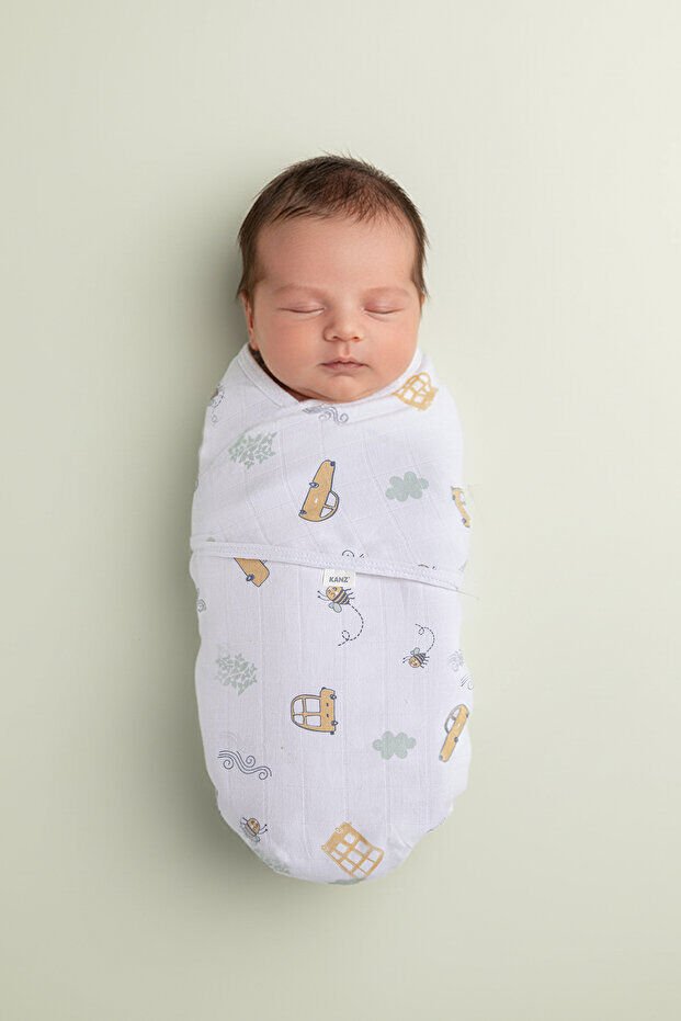 Kanz Yenidoğan %100 Pamuk Müslin Hazır Kundak Cırtlı - Cars