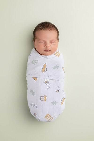 Kanz Yenidoğan %100 Pamuk Müslin Hazır Kundak Cırtlı - Cars