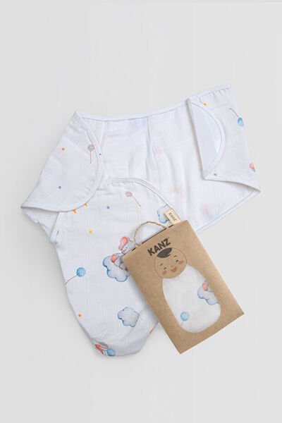 Kanz Yenidoğan %100 Pamuk Müslin Hazır Kundak Cırtlı - Sweet Elephant