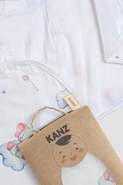 Kanz Yenidoğan %100 Pamuk Müslin Hazır Kundak Cırtlı - Sweet Elephant