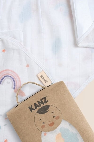 Kanz Yenidoğan %100 Pamuk Müslin Hazır Kundak Cırtlı - Sweet Rainbow