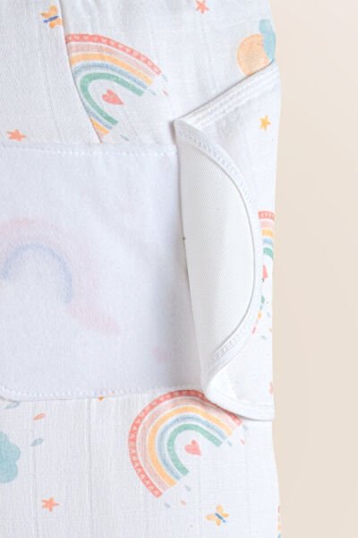 Kanz Yenidoğan %100 Pamuk Müslin Hazır Kundak Cırtlı - Sweet Rainbow