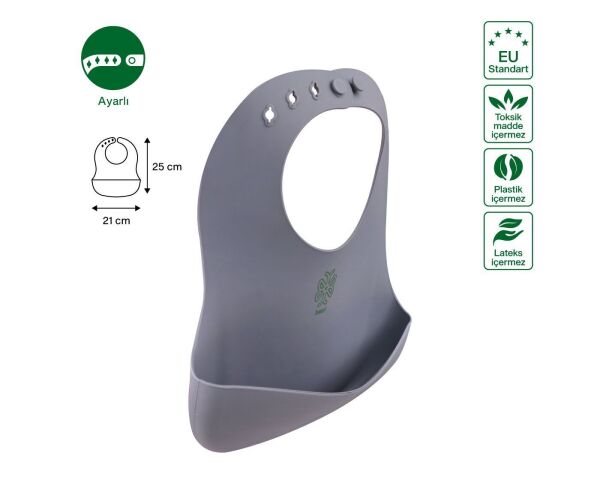 Been Sılıcone Baby Bıb/silikon Mama Önlüğü Gri