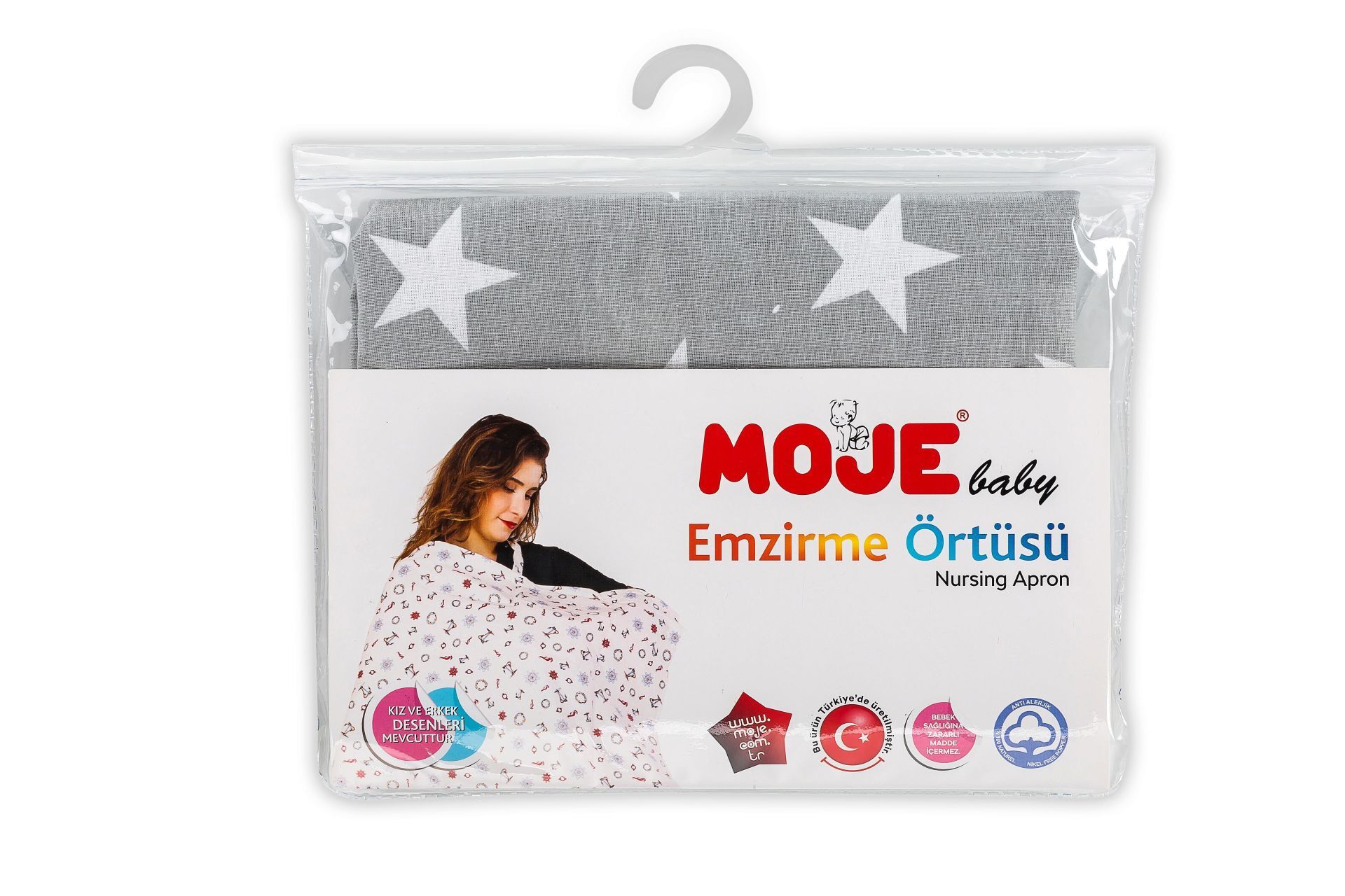 Moje Emzirme Örtüsü Mega Yıldız Gri