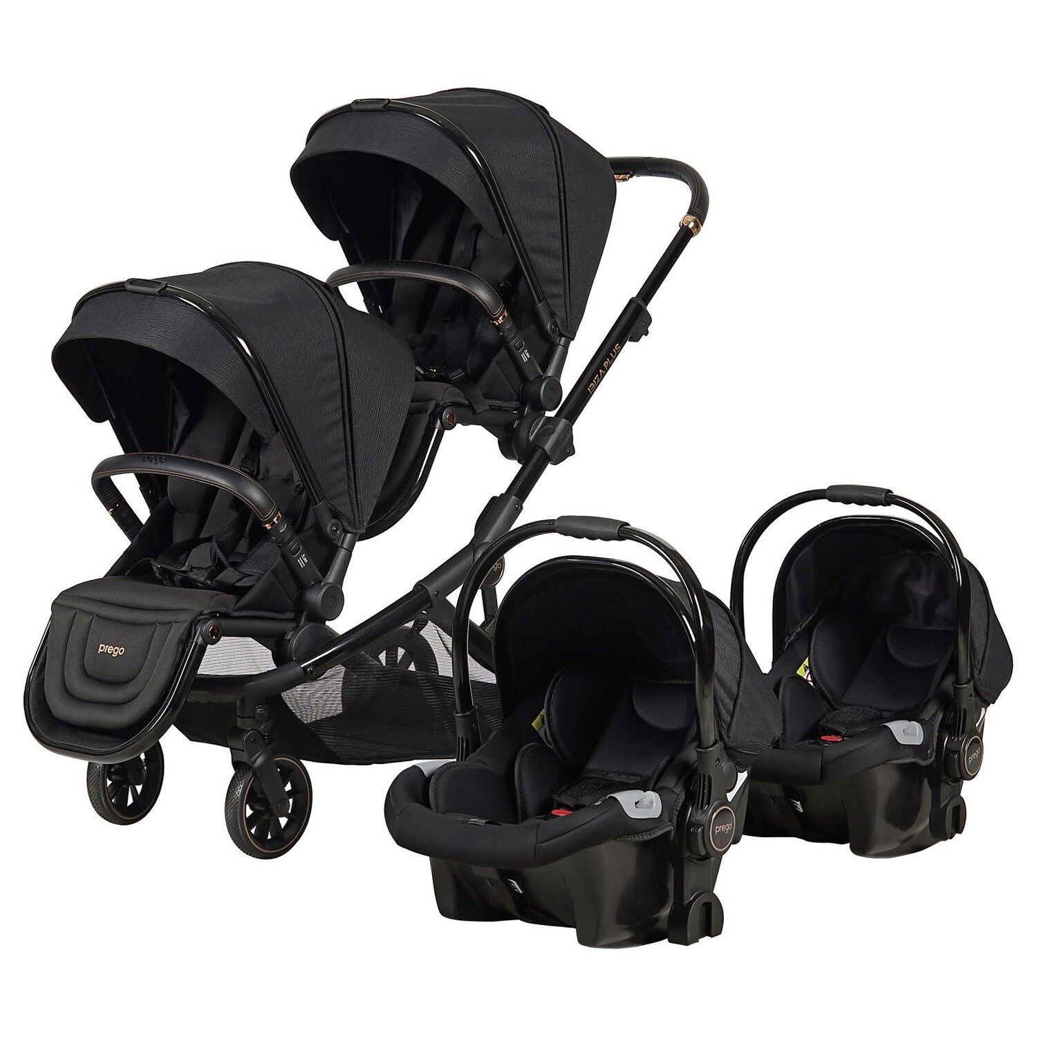 Prego İbiza Plus Travel Sistem Set İkiz Bebek Arabası 2223 Siyah