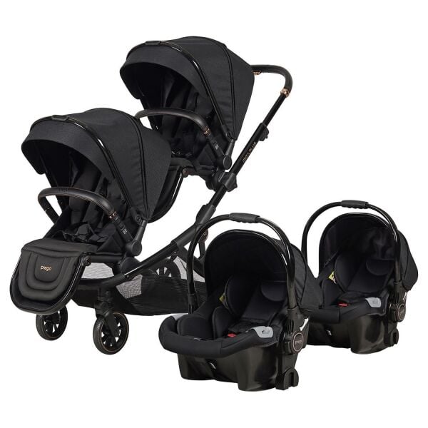 Prego İbiza Plus Travel Sistem Set İkiz Bebek Arabası 2223 Siyah